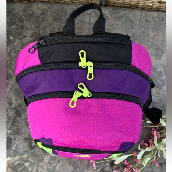 ADIDAS EXCEL V BACKPACK Flash Pink Rich Purple Solar Yellow Tech Friendly 18” - Picture 7 of 16